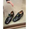Primer Encuentro Ji Retro Estilo Old Money Mocasines Plisados para Mujer Británicos Versátiles para el Trabajo Tacón Grueso Zapatos Pequeños de Cuero Planos