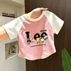 Camiseta de Manga Corta para Niña 2026 Nuevo Estilo para Niños Mayores, Top de Algodón Puro Lindo de Verano para Niña con Costuras Visibles, Camiseta Básica de Corte Holgado