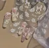 Pegatinas para Uñas con Brillo de Concha, Calcomanías Populares de Color Sólido para Uñas y Accesorios de Moño, Accesorios para Uñas Portátiles