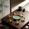 Xícara de Chá Pequena de Vidro Doméstica Transparente Conjunto de Chá Kung Fu Copo de Degustação de Camada Dupla com Isolamento Térmico Vidro de Borossilicato Alto Copo de Camada Dupla
