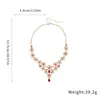 Pendientes de Flor Calada Incrustados con Diamantes Retro Europeos y Americanos Set de Collares Cadena para Clavícula Retro Europea y Americana Joyería de Lujo Ligero de Alta Gama