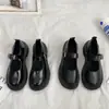 Zapatos de Tacón Alto para Mujer, Nuevo Estilo Otoño 2025, Punta Redonda, Tacón Grueso, Zapatos de Cuero Versátiles Estilo Retro Japonés, Zapatos Mary Jane Negros