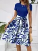 En stock moda femenina transfronteriza primavera-verano vestido con estampado floral de moda más vendido estilo exótico de vacaciones vestido elegante para mujer