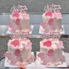Decoração de Bolo Dia dos Namorados Chinês 2025 Cartão Acrílico Casal Feliz Feriado Borboleta Amor Plug-in Acessórios