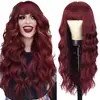 2025 Europa y Estados Unidos peluca nueva flequillo prolijo onda grande cabello largo rizado fibra química tocado Onda grande en stock generación de cabello
