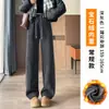 Calça Larga Transfronteiriça para Mulheres, Forrada com Lã Sintética de Inverno, Calça de Lã de Cordeiro Extra Grossa, Novo Estilo 2025, Calça de Moletom de Algodão