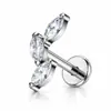 F136 arete de titanio amor circonita rosca interna diente labio uña aleación de titanio G23 fondo plano uña para la oreja joyería para perforación