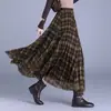 Falda Larga de Malla Patchwork a Cuadros Acampanada Otoño/Invierno 2026 Clásica Versátil Cintura Alta Adelgazante Línea A