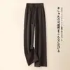 Pantalones de lana de acetato para mujer, otoño e invierno, de cintura alta, adelgazantes, nuevo estilo 2026, engrosados para abrigar, pantalones largos casuales de pierna recta estrecha