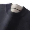 Outono e Inverno Nova Camisa Básica de Tricô de Caxemira Cor Sólida Espessada Gola Alta Meia Manga Amiga da Pele Espessada Homens de Negócios