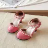 Tacones Altos Mary Jane para Niñas 2026 Primavera/Verano Nuevos Sandalias Cerradas Perla Dulce Barbie para Faldas y Actuaciones