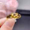 Anillo de Citrino Amarillo Natural con una Piedra Suelta Completamente Limpia en la Cara del Anillo, Tamaño 6*8mm, Hecho de Plata de Ley 925 Chapada en Oro de 18K