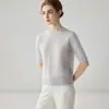 Suave y cómodo~25% seda de morera 75% cachemir tejido de punto para mujer cuello redondo manga corta otoño e invierno suéter pullover holgado