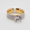 Grupo Diamante Anillo de Diamante de Lujo para Hombres y Mujeres Anillo de Moda Oro Rosa de Acoplamiento para Parejas Joyería de Plata Mancha para Mujeres Japonesas y Coreanas
