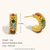 Pendientes Europeos y Americanos Transfronterizos Pequeños en Forma de C con Circonita Acero Inoxidable Chapado en Oro de 18 Quilates Elegantes de Nicho Lujo Accesible Pendientes Franceses Personalizados para Mujer