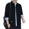 Camisa Masculina de Veludo Cotelê Estilo Novo Primavera e Outono Manga Longa Solta Camisa Casual Roupa de Trabalho Top Jaqueta Masculina