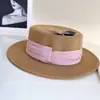 Elegante Sombrero de Copa Plana con Cinta Plisada Hecho a Mano para Mujer, Sombrero de Paja para el Sol de Verano, Sombrero Pequeño para la Cara de la Costa, Sombrero Parasol, Tendencia
