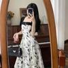 Vestido de verano con figura de pera, costuras francesas, cubre vientre, cuello cuadrado, manga abullonada, cintura adelgazante, floral, falda línea A para mujer