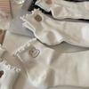 [Novidade de verão] meias de algodão com orelhas de madeira da moda brancas de comprimento médio para mulheres meias de renda para mulheres bordadas finas de verão para mulheres