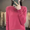 Tejido cuello redondo agujereado Diamante simple color liso Andy terciopelo adelgazante para ir al trabajo primavera nuevo mujer coreano jersey
