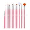 Conjunto de ferramentas para Nail Art, pacote com 15 canetas coloridas para pintura, caneta para fototerapia, caneta esculpida, totalmente branca, rosa, pérola, branca, haste