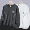 Sudadera de cuello redondo para hombre para primavera y otoño 2025, estilo nuevo para adolescentes, corte holgado, negra, peso pesado, sin capucha, versátil