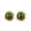 Pendientes de jaspe Hotan chapados en oro y plata de ley S925, redondos, exquisitos, sencillos, de moda, con personalidad retro.