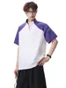 Camiseta de manga corta con media cremallera para hombre, que absorbe la humedad, de secado rápido, antibacteriana, corte holgado, diseño de bloques de color, tacto fresco para parejas, protección solar, manga corta