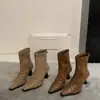 Botines de Punta para Mujer con Tacón Alto Fino, Botas de Ajuste Delgado, Nuevos Botines Cortos Retro Franceses de Ante con Cremallera Trasera Otoño/Invierno 2026