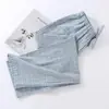 Venta al por mayor Envío directo Primavera Verano Algodón Lino Ropa de casa para mujer Cintura elástica Pierna ancha Pantalones cortos Casual Cómodo Pijama para el hogar