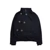 Chaqueta de algodón retro americana desmontable con cuello de pelo, tapeta diagonal y botones de cuerno, estilo corto, abrigo cálido punk Y2K de invierno