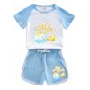 Fiesta de Huevo Estampado de Dibujos Animados Traje de Verano para Niños y Niñas Nuevo Algodón Niños Manga Corta Shorts Conjunto Delgado de Dos Piezas
