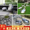 Acero Inoxidable Gota de Agua Piedra de Guijarro Escultura Metal Espejo Personalizado Mesa de Café Silla Decoración Exterior Adornos en Stock