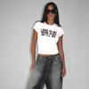 Camiseta Casual de Verano Nueva para Mujer Estilo Europeo y Americano, Cuello Redondo, Estampada, que Muestra el Ombligo, Corte Ajustado
