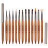 Set de Cepillos para Manicura de Madera de Sándalo Japonés de Lujo Ligero Herramientas para Manicura Línea de Tracción Pintada Floración Flor Lápiz de Terapia de Luz Francés