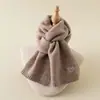 Conjunto de Dos Piezas para Niños con Sombrero de Ala Ancha y Bufanda Bordada con Lazo Estilo Coreano, Sombrero Cálido de Lana Imitación Cachemir