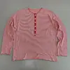 Suéter de punto minimalista a rayas con cuello henley de lana merino para mujer, otoño, a rayas, manga larga, holgado, corte slim, versátil, con botones