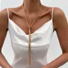 Joyería Transfronteriza Europea y Americana Simple Collar de Cadena con Borla de Metal en Forma de Y Estilo Frío Cadena para Clavícula de Cuentas CCB Multicapa
