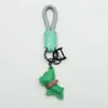 Chaveiro de Filhote de Couro Genuíno Feito à Mão Cordão Anti-Perda Pingente Chaveiro de Carro Bulldog Francês Chaveiro de Corda Trançada