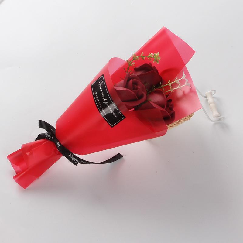 单束3朵礼品花 深红