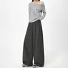 Pantalones de traje retro estilo americano, corte holgado, cintura alta, pierna ancha, pantalones casuales para mujer, pantalones de pierna recta para otoño, pantalones versátiles de largo completo