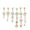 Pingente de Flor em Aço Inoxidável com Zircônia Joia Simples para Piercing Anel para Umbigo Conjunto Mais Vendido na Amazon Atacado