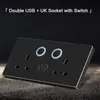 86 enchufe universal británico interruptor de reinicio de botón grande enchufe de cinco orificios negro esmerilado lujo ligero con indicador LED