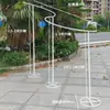Adereços de ferro forjado para casamento, estrutura única em forma de S, decorações de casamento rotativas com tema de floresta, estrutura de cortina com linha decorativa de madrepérola para área de recepção