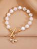 Pulsera de Lazo Europeo y Americano para Mujer, Pulsera de Abeja Mariposa Perla, Pulsera Elegante de Acero Inoxidable de Lujo Ligero, Joyería Transfronteriza
