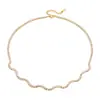 Joyería Transfronteriza Europea y Americana Cadena de Acero Inoxidable Chapada en Oro de 18K con Strass Ola Joyería de Lujo Ligero Nicho Accesorios de Cadena en Capas En Stock Venta al por Mayor