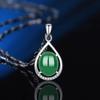 Collar de Ágata Calcedonia para Mujer Versátil a la Moda de Alta Gama Colgante de Gota de Agua Plata Esterlina S925 con Incrustaciones de Jade Fabricante de Joyería