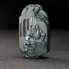 Jade Hetian de Xinjiang Zafiro Verde Torre Primera Calidad Material Fino Cuatro Brazos Guanyin Colgante de Paisaje para Hombres y Mujeres Colgante de Jade