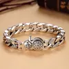 Pulseira Masculina com Mantra de Seis Caracteres, Giratória, Versão Larga Moderna, Ousada e Estilosa, Acessório de Mão Vintage
