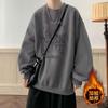 American retro sweater boys outono marca de moda plus size capuz forrado de lã engrossado top oversize casal solto